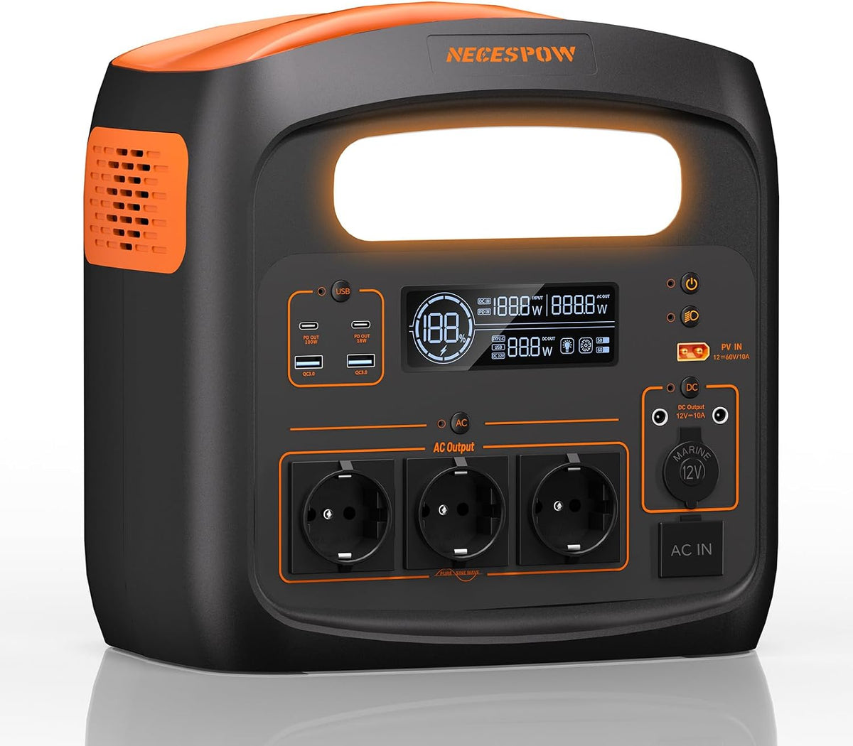 Tragbare Powerstation 1024Wh/1800W LiFePO4 Akku Solargenerator