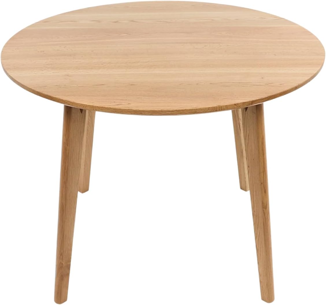 holz4home Runder Tisch aus Massivholz Eiche I Tisch aus Eichenholz Wohnzimmertisch Küchentisch aus Holz I Moderner Look Beine angeschrägt I