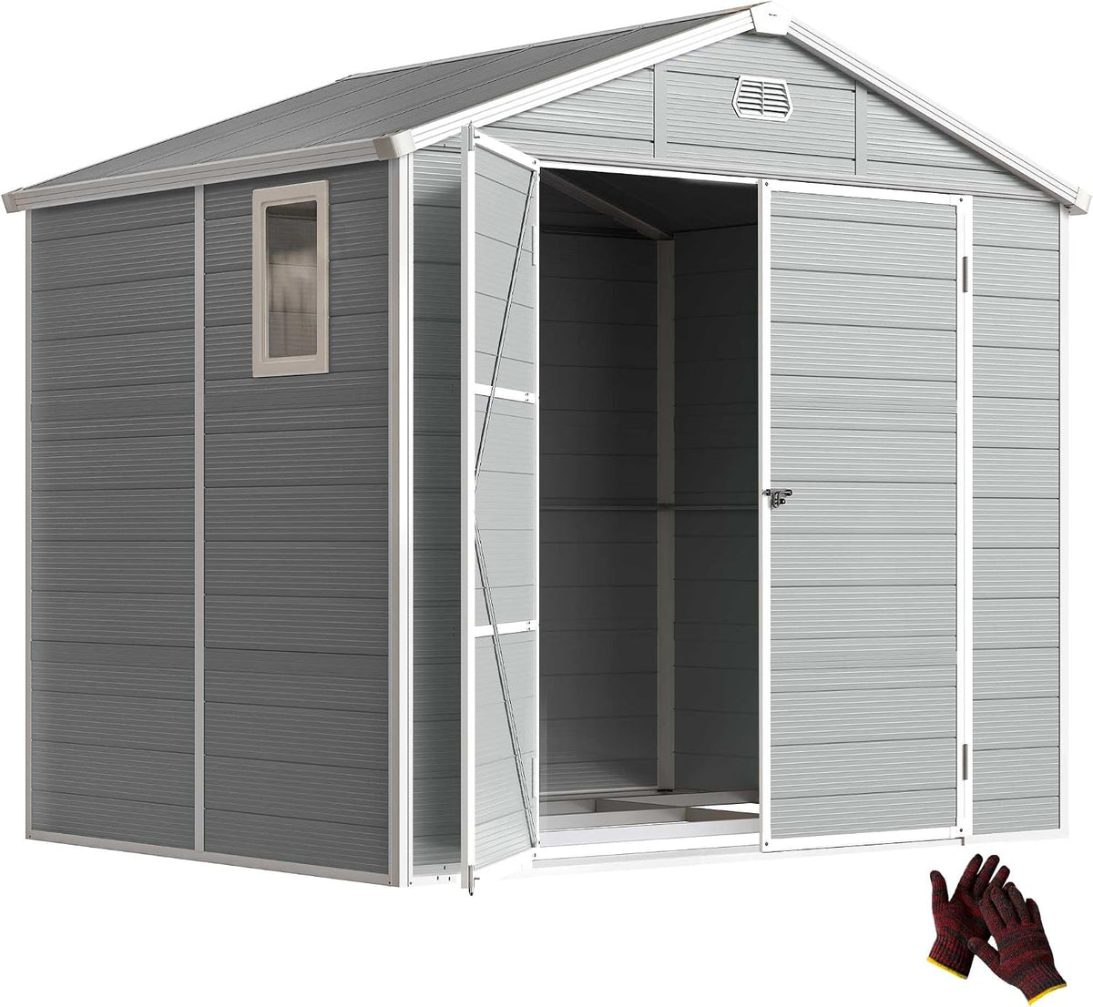 Outsunny Gerätehaus 4,1m² mit Satteldach Tür 240 x 190 x 228 cm Hellgrau