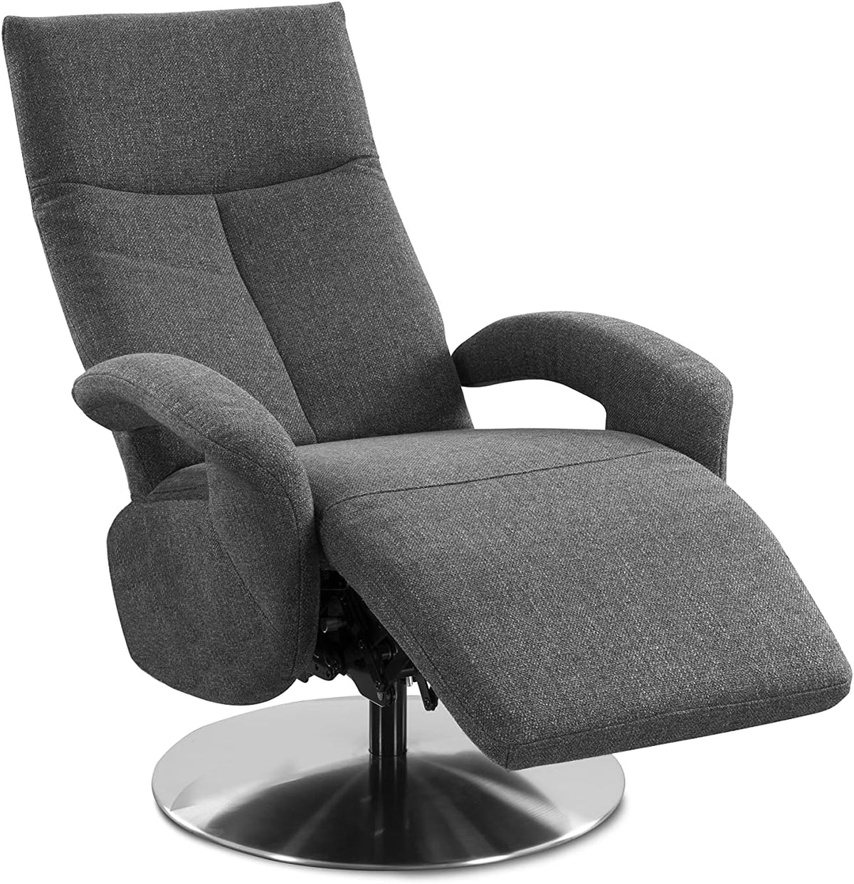 CAVADORE TV-Sessel Tirol/Fernsehsessel mit manuell verstellbarer Relaxfunktion/74 x 112 x 82/Strukturstoff: Grau