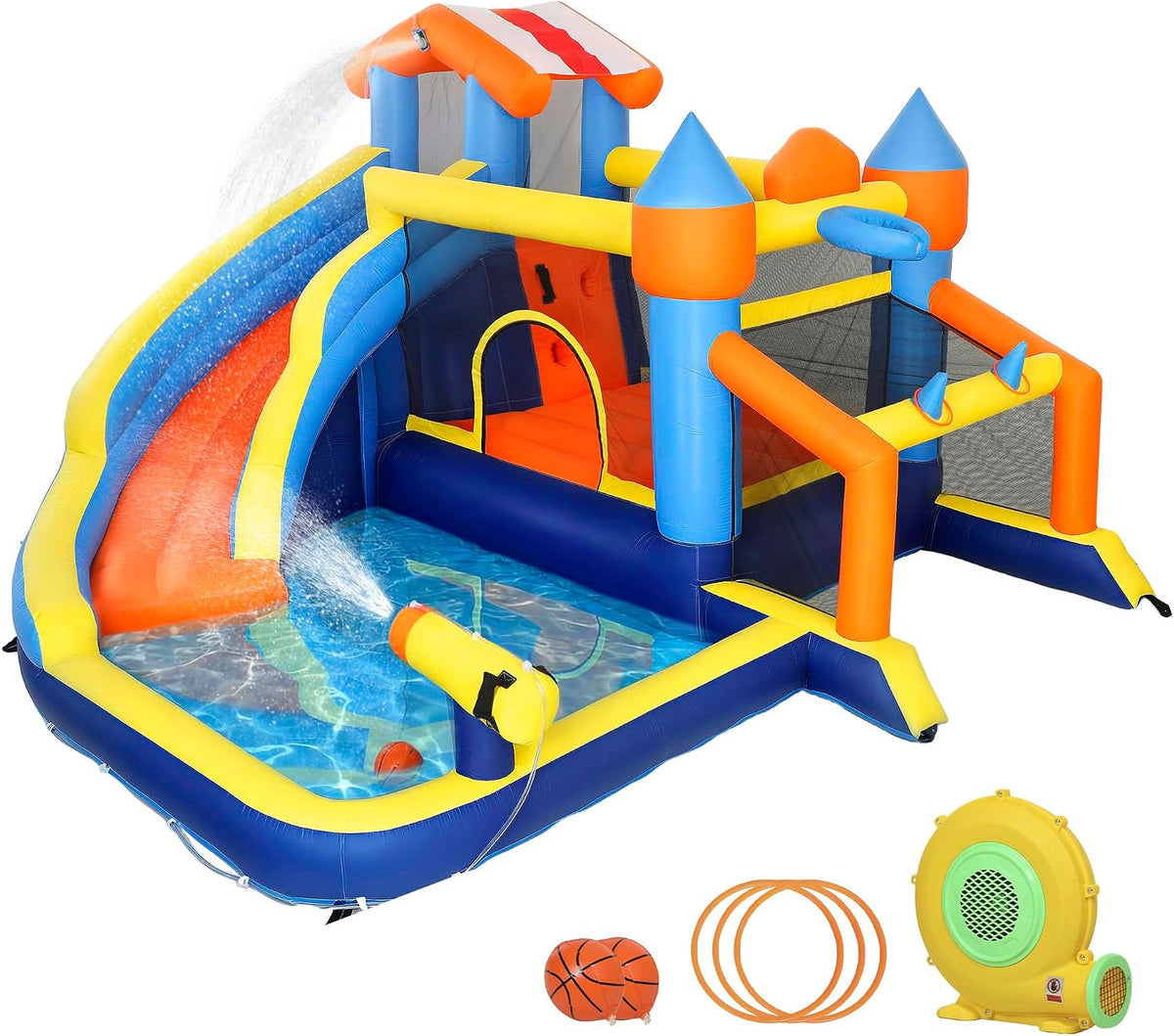 AIYAPLAY Hüpfburg mit Gebläse 8-in-1 für 4 Kinder 3–8 Jahre 350x325x210cm